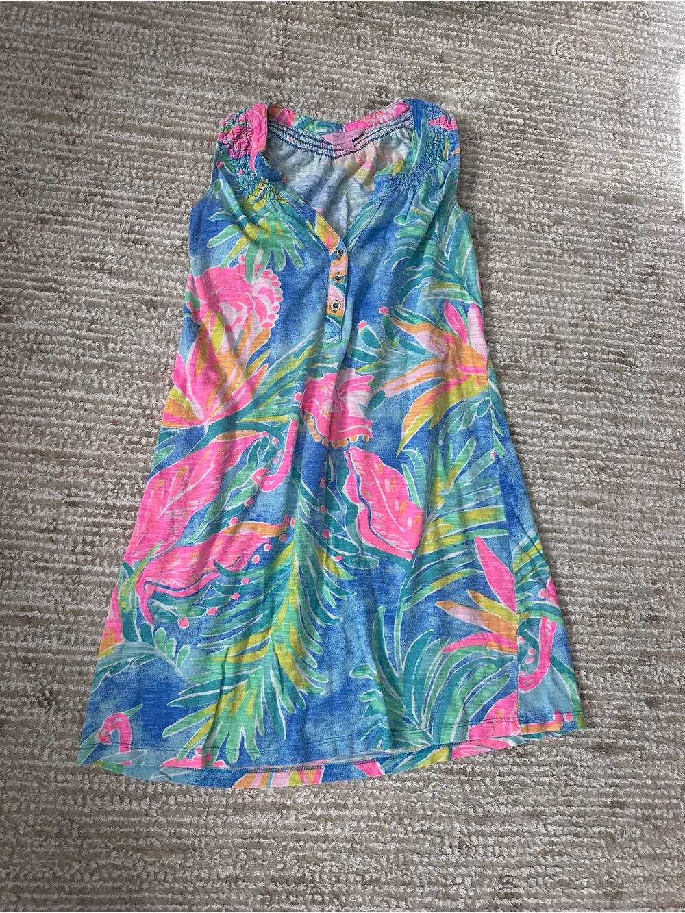 Lilly Pulitzer Blue, Pink & Green Tropical A-Line Skirt